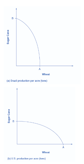 <p><span>Why does the PPC in Brazil have a steeper curve than the PPC in the USA?</span></p>
