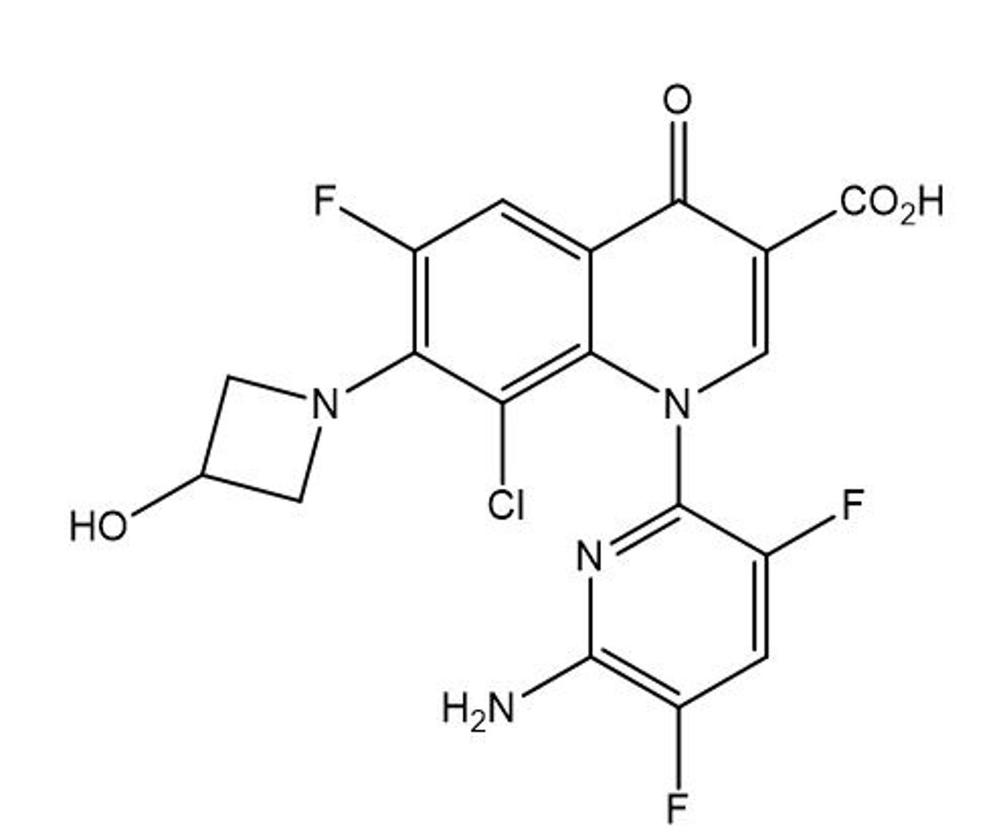 <p>new Fluoroquinolone with a 4 membered N-ring at the C7 position (azetidine)</p>