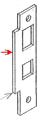 <p>A metal plate on a door jamb having a hole for receiving the end of a lock bolt when the door is closed. <strong><u>Also called strike plate</u></strong></p>
