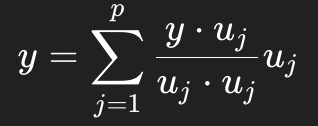 <p>If {u<sub>1</sub>,…,u<sub>p</sub>} is an orthogonal basis for W and y in W </p><p></p><p>Guarantees:</p><p>Unique coordinates without solving systems</p><p></p><p>Used in projections, least squares, Gram-Schimdt</p>