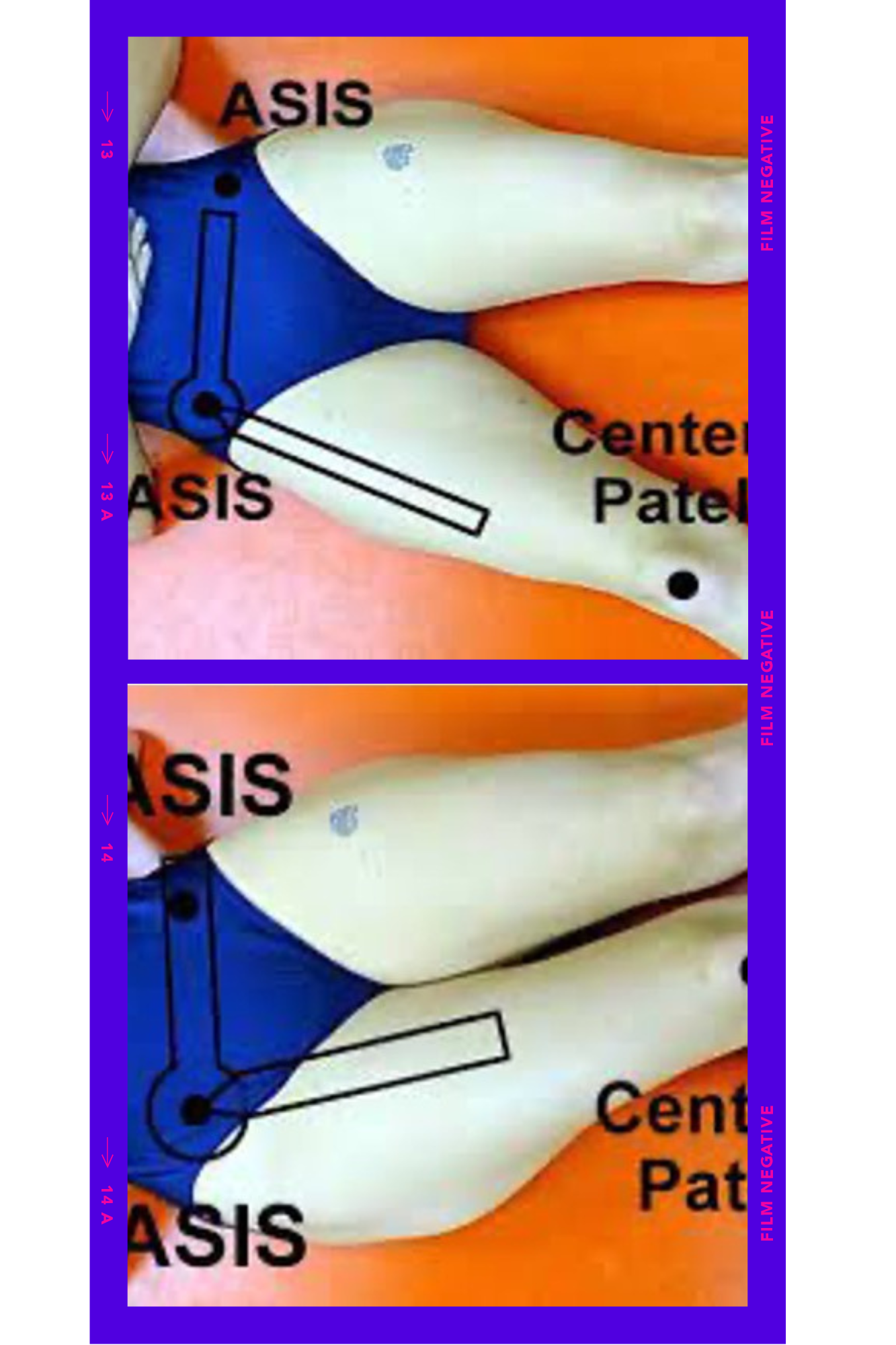 <ul><li><p>Body position: supine</p></li><li><p>Axis: ASIS</p></li><li><p>Stationary Arm: opposite ASIS</p></li><li><p>Movement Arm: Midline of Femur </p></li><li><p>Joint movement: hip abduction (away from body) hip adduction (towards body)</p></li></ul>