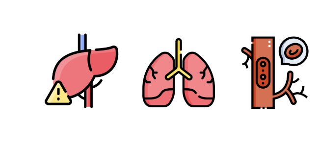 <p>deep vein thrombosis, pulmonary embolism, portal/hepatic vein thrombosis</p><p></p>