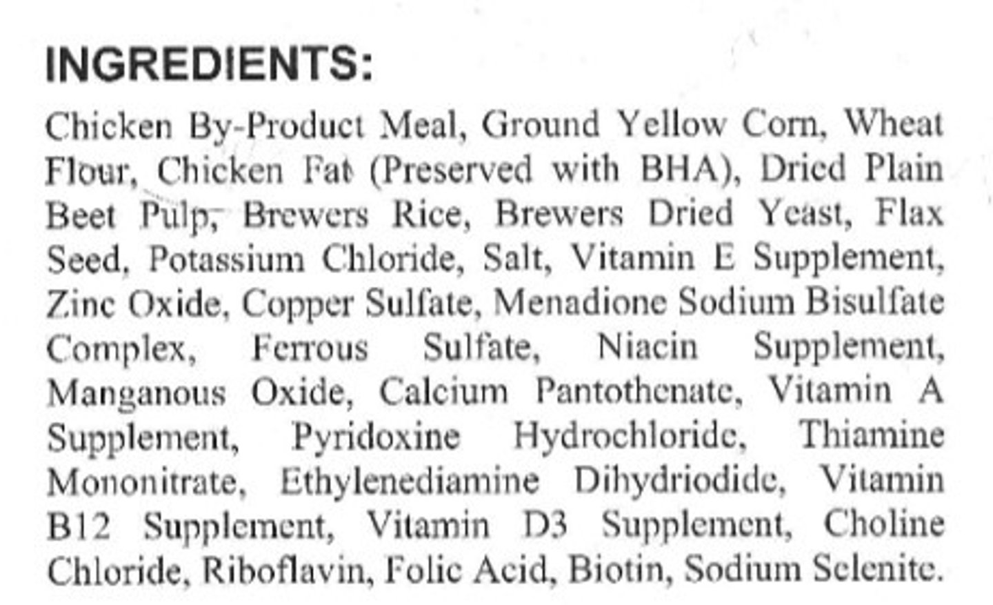 <p>which of the following is NOT a source of energy in this feed label?</p><p>a.) ground yellow corn</p><p>b.) dried beet pulp</p><p>c.) brewers rice</p><p>d.) potassium chloride</p>