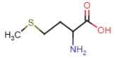 <p>- R-group: 3 carbon atoms and sulfur atom<br>- one of two amino acids with sulfur in R-group<br>- methyl group attached to sulfer</p><p></p>