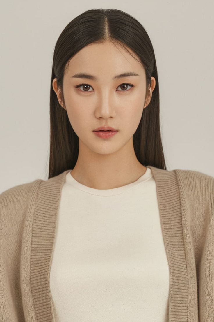 <p>(Hair) parted in the middle</p>