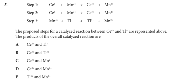 <p>The products of the overall catalyzed reaction are</p>