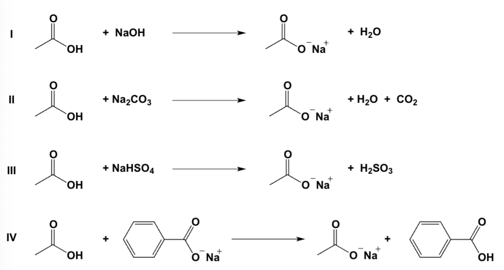 <p>Which reactions proceed nearly to completion as written?</p>