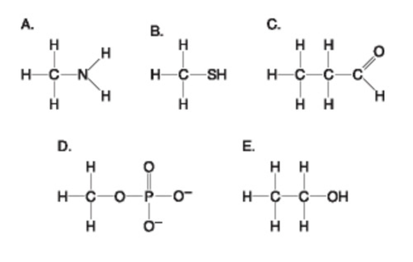 <p>E= carboxyl group</p>