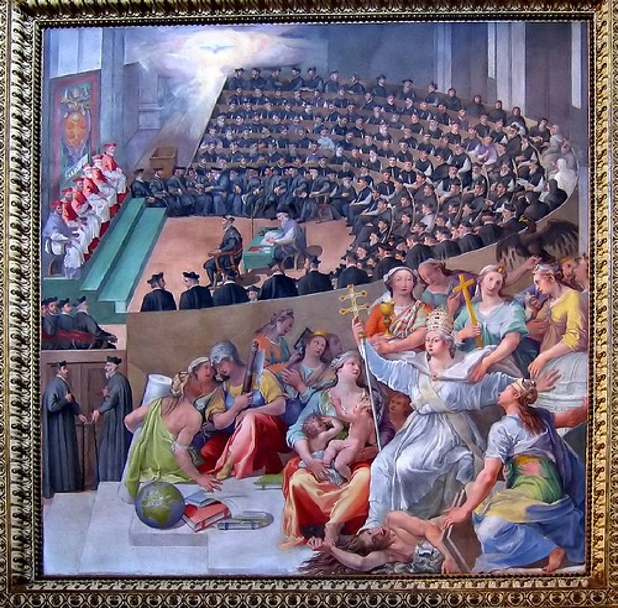 <p>succeeded in bringing the Great Schism to an end in 1417; however, it faced the much more difficult task of dealing with the problems of heresy and reform in the Catholic Church</p>