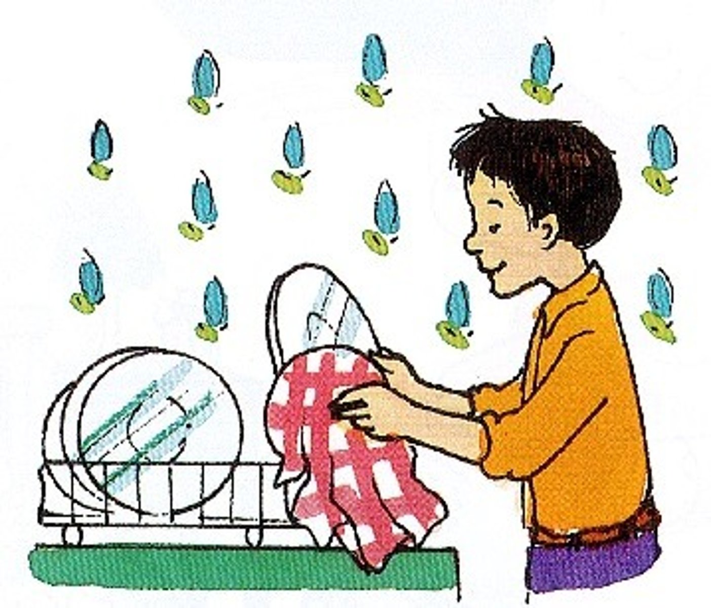 <p>to dry the dishes</p>