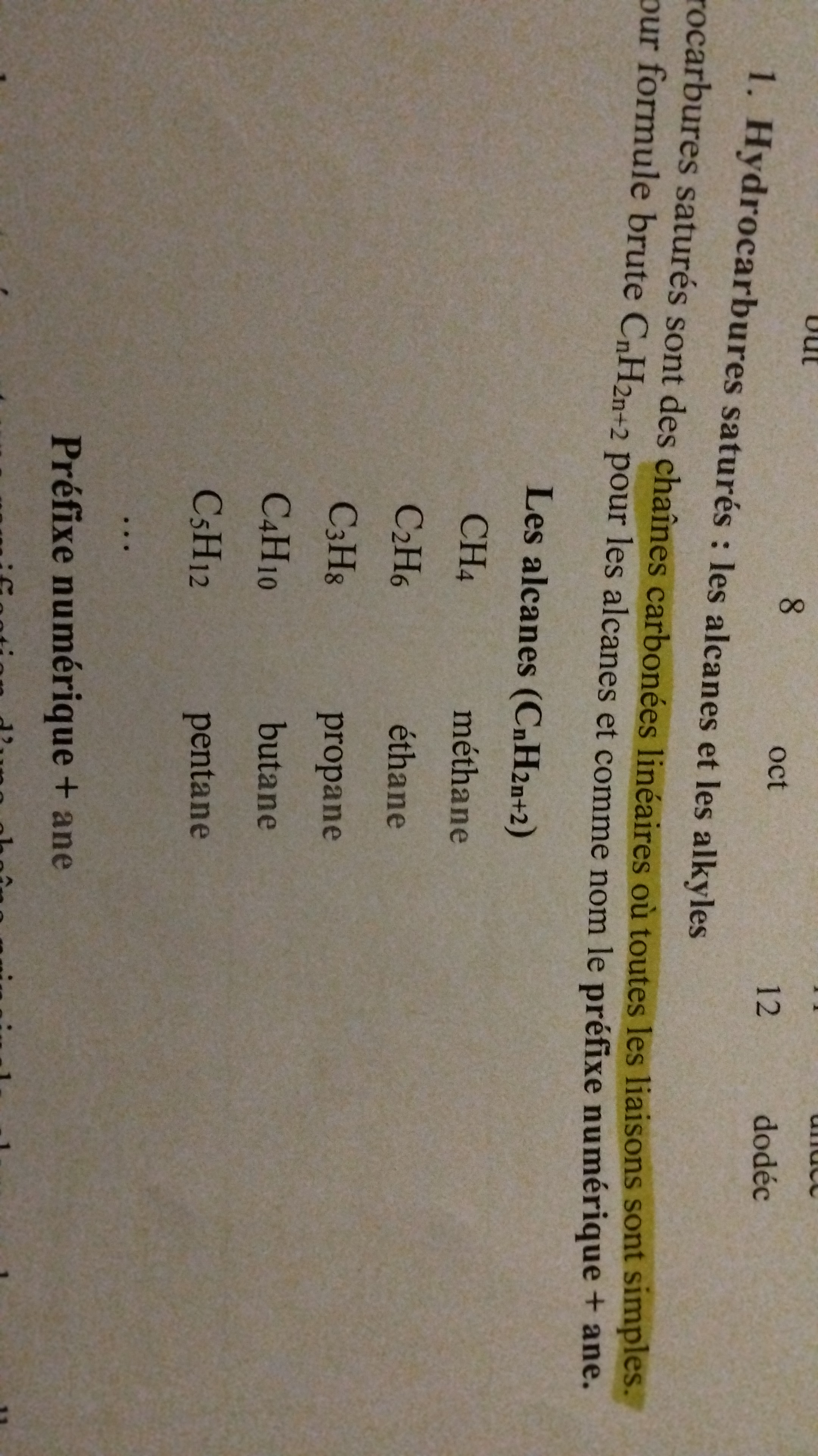 <p>Formule brute C<sub>n</sub>H<sub>2n+2</sub></p>