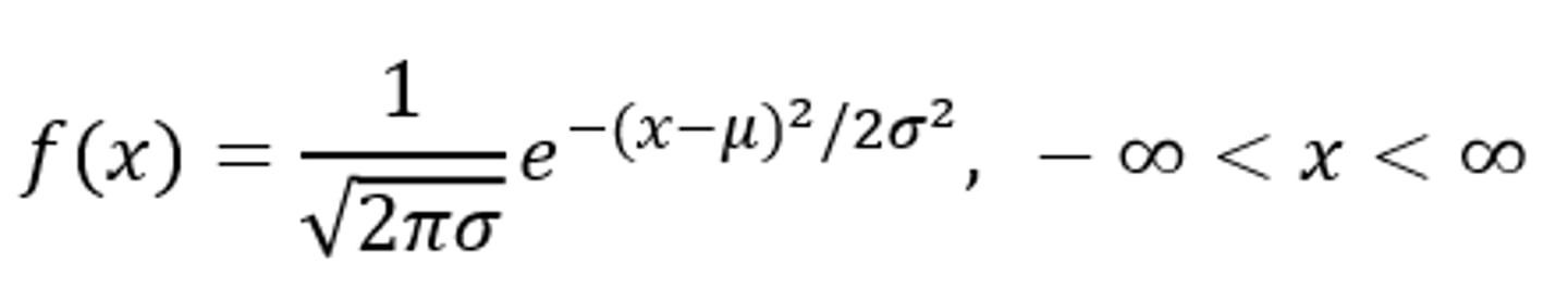 <p>- The most important distribution in statistics is the normal distribution</p><p>- The normal distribution is completely determined by the parameters μ and σ</p><p>- Where π and e are the familiar constants, 3.14159 and 2.71828, respectively</p><p>It is a continuous (not discrete) probability distribution:</p><p>- We do not calculate the probability of a specific value of X (as done with discrete distributions), because the probability that X is exactly equal to a specific value is 0</p><p>- Instead, we calculate the probability that X falls within a range of values or above/below a certain value</p>