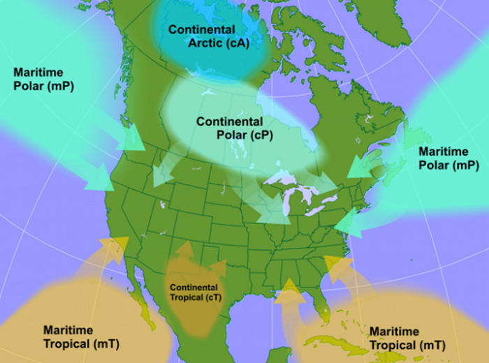 <p>A bitterly cold air mass that forms over the frozen Arctic.</p>