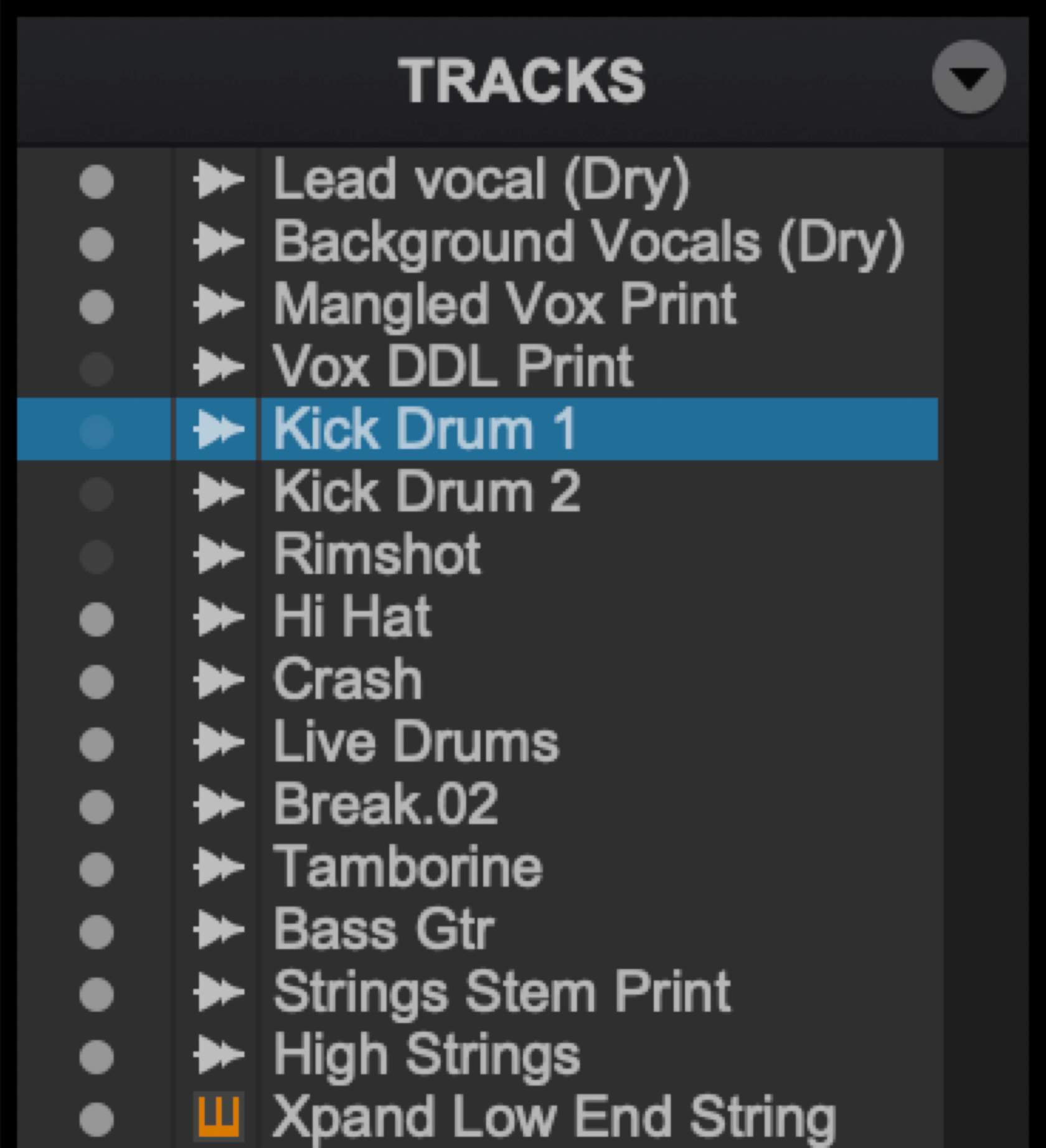 <p>True or False? In the image shown, the Kick Drum 1 track is shown in the tracks area of the Edit window.</p>