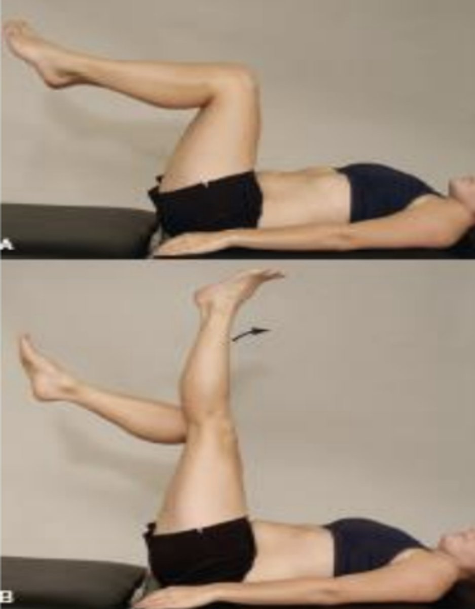 <p>- hamstring tightness</p><p>(+): if knee is unable to reach 10 degrees from neutral position, lacking 10 degree of extension</p>