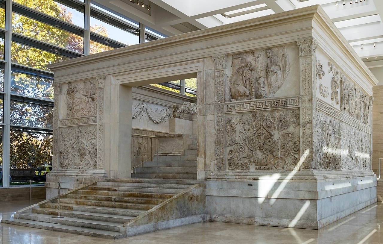 The empire that existed after the assassination of Julius Caesar in 44 BCE. The founder emperor was Julius Caesar adopted son known as Octavian or Augustus. The artwork of this period is defined by the Ara Pacis (Altar of Augustan Peace) and the Pont-du-Gard.