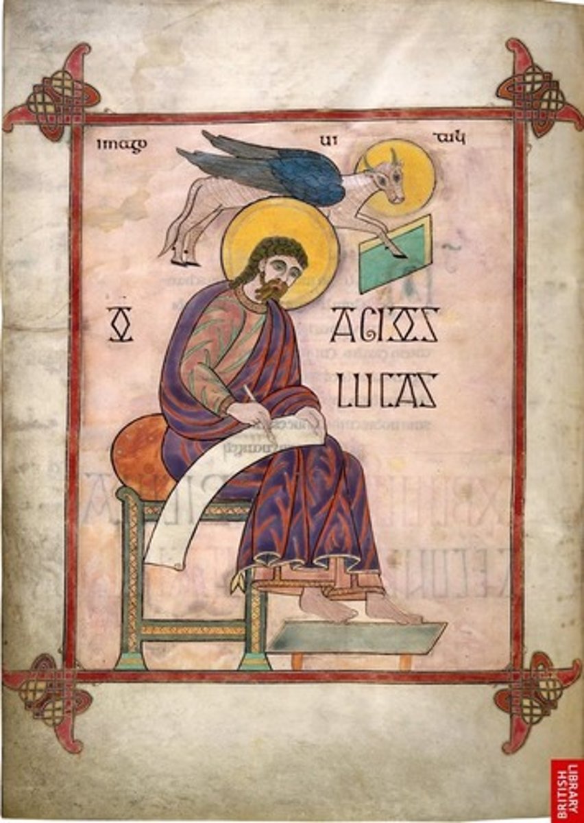<p>Early medieval (Hiberno Saxon) Europe</p><p>c. 700 C.E.</p><p>Illuminated manuscript (ink, pigments, and gold on vellum)</p>