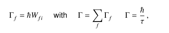 <p>The total width is the sum of all of the partial widths. The total width is the total rate (multiplied by h-bar)</p>