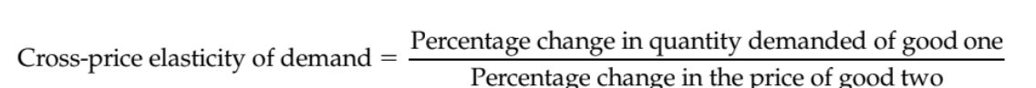<p>Measures how the quantity demanded of one good responds to a change in price of another good</p>