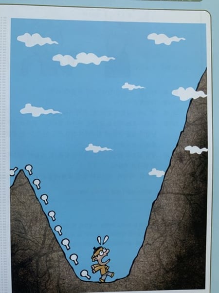 <p>[vb.] to go from a bad situation to one that is<br>worse</p>