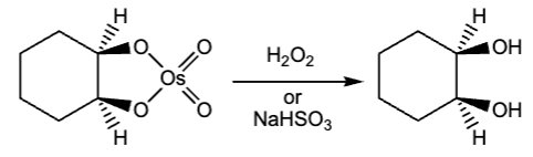 <ol><li><p> OsO<sub>4</sub></p></li><li><p>H<sub>2</sub>O<sub>2</sub>/NaHSO<sub>3</sub></p></li></ol><p></p>
