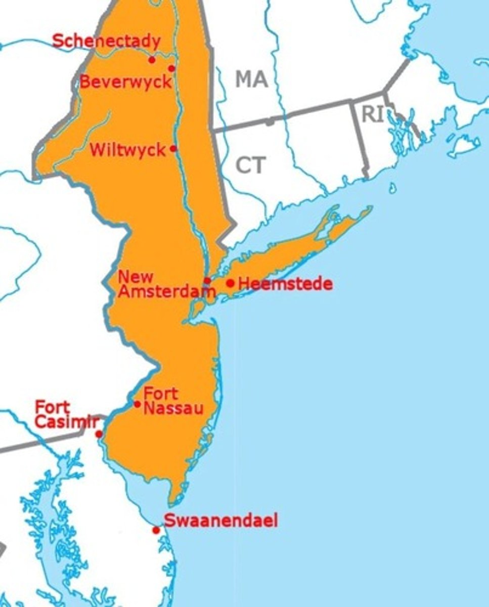 <p>A brief Dutch settlement along the Atlantic coast, claimed by Henry Hudson for the Dutch.</p>