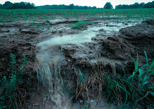 <p>When water flows over a hard surface (e.g. a river)</p>