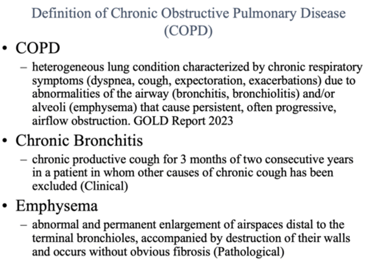 <p>chronic bronchitis</p>