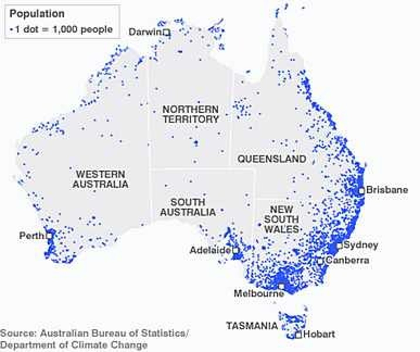 <p>A map where equal-size dots are used to demonstrate the frequency or intensity of a particular phenomena</p>
