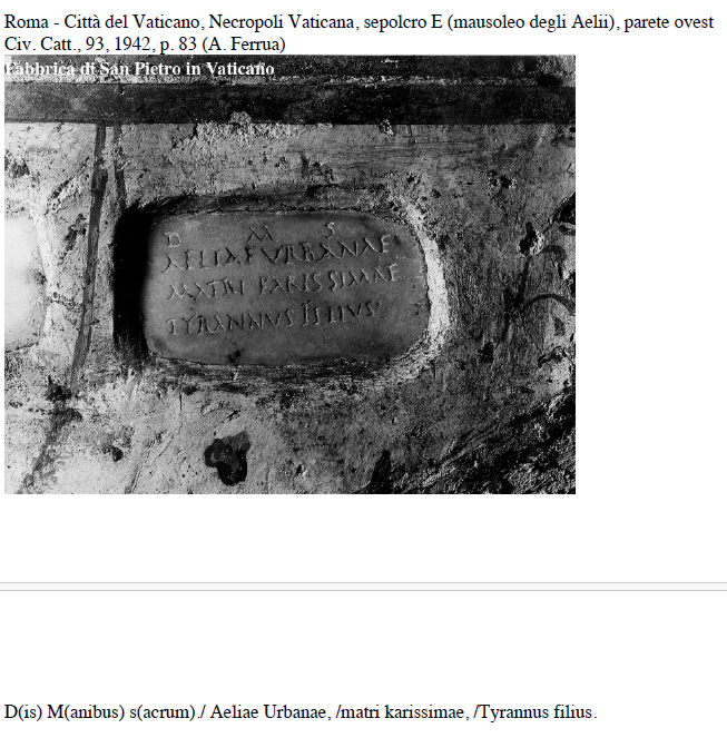 <p>Roma - Città del Vaticano, Necropoli Vaticana, sepolcro E (mausoleo degli Aelii)</p>