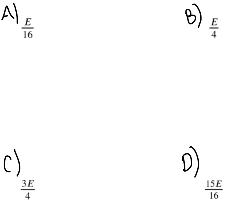 <p><span>The tension in a horizontal spring is directly proportional to the extension of the spring. The energy stored in the spring at extension x is E. What is the work done by the spring when its extension changes from x to x/4?</span></p>