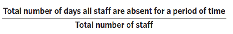 <ul><li><p><span>The average number of days employees are not present when scheduled to be at work, for a specific period of time.</span></p></li><li><p><span>May be due to illness, personal leave, or applying for work elsewhere, which can cost a business in terms of its productivity, time, and finances.</span></p></li><li><p><span>&nbsp;A human resource manager would examine this KPI as an indicator of staff morale.</span></p></li></ul>