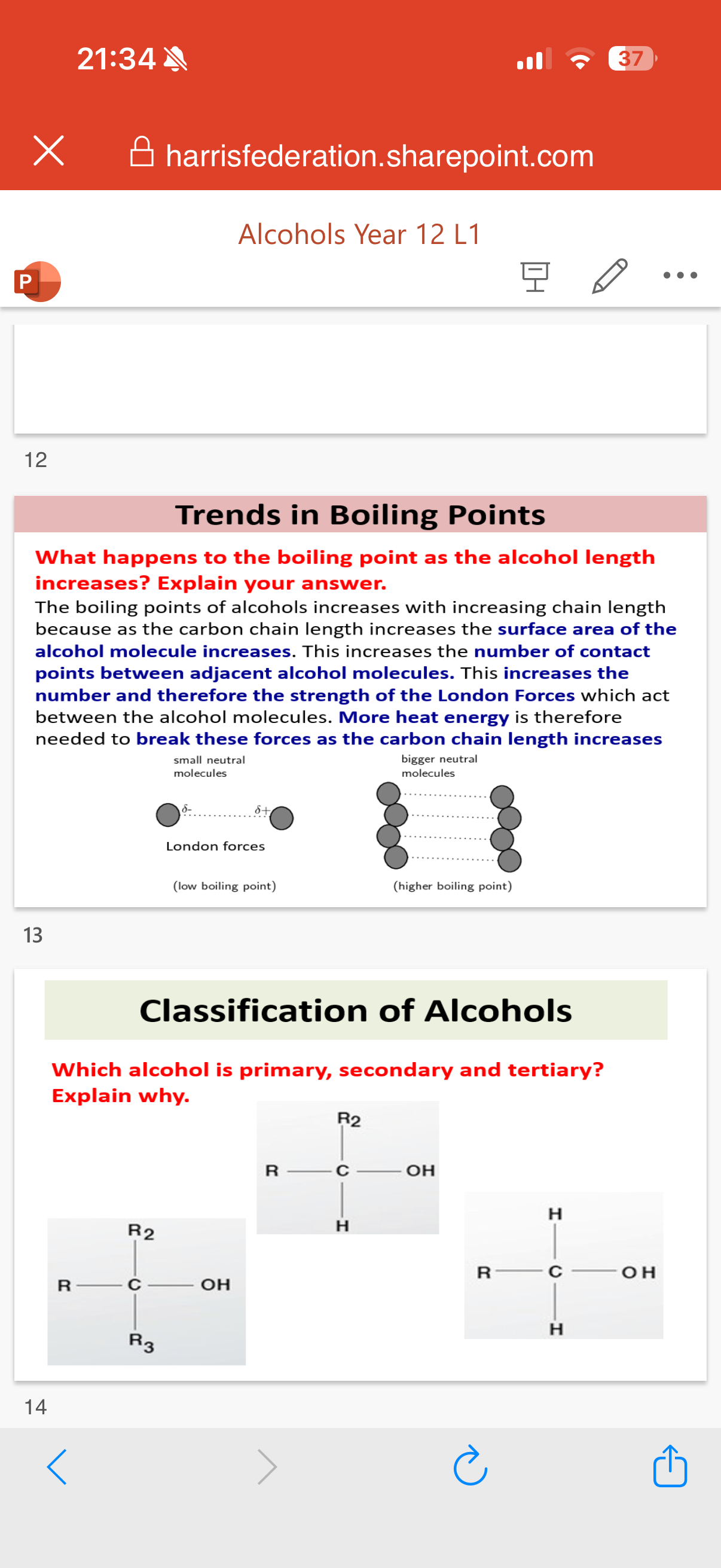 <p>Volatility of alcohols:</p><p>1.What does volatility mean?</p><ol start="2"><li><p>Do you think alcohols are more or less volatile than alkanes. Explain your answer?</p></li></ol><p>3.What happens to the boiling point as the alcohol length increases?Explain your answer.</p><p>4.Answer the question in the image and explain why?</p>