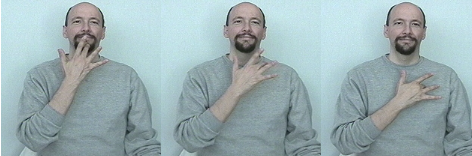 <p>tap chin —&gt; tap chest</p>