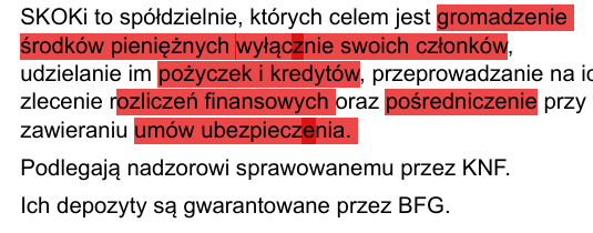 <p>“Działalność ograniczona moga gromadzic srodki tylko swoich czlonkow”</p>