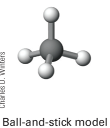 <p>shows atoms as balls and linking electrons as sticks</p>