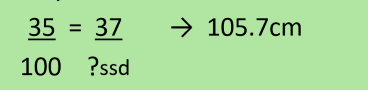 <p>105.7 cm</p><ul><li><p>we usually will just round up to 110 cm</p></li></ul><p></p>