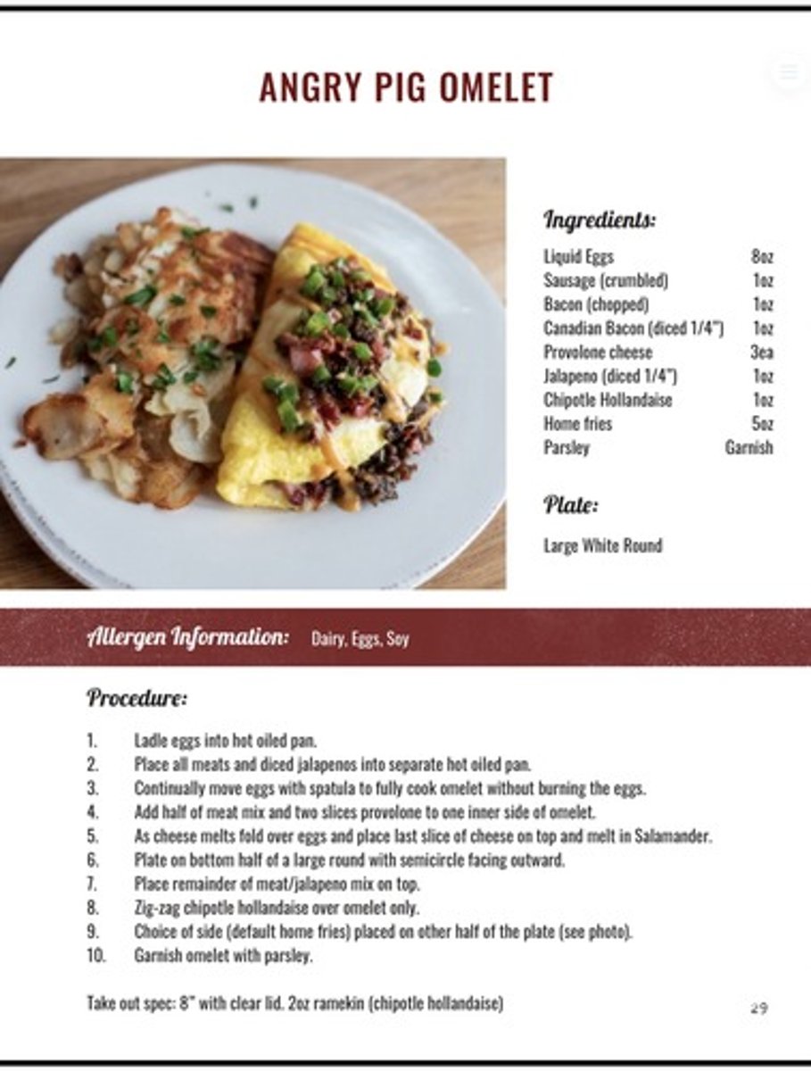 <p>Canadian bacon/sausage/bacon/provolone/jalapeno/chipotle hollandaise 16.95</p>
