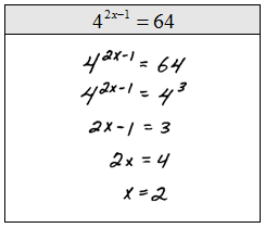 <p>When solving exponential equations with the same base, set the exponents equal to each other and solve for the variable.</p>