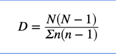 <p>is used to provide a quantitative measure of species diversity, allowing different ecosystems to be compared and for change in a specific ecosystem over time to be monitore<strong>d</strong></p>