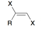 <p>2X one X on most and least substituted carbon alkene</p>