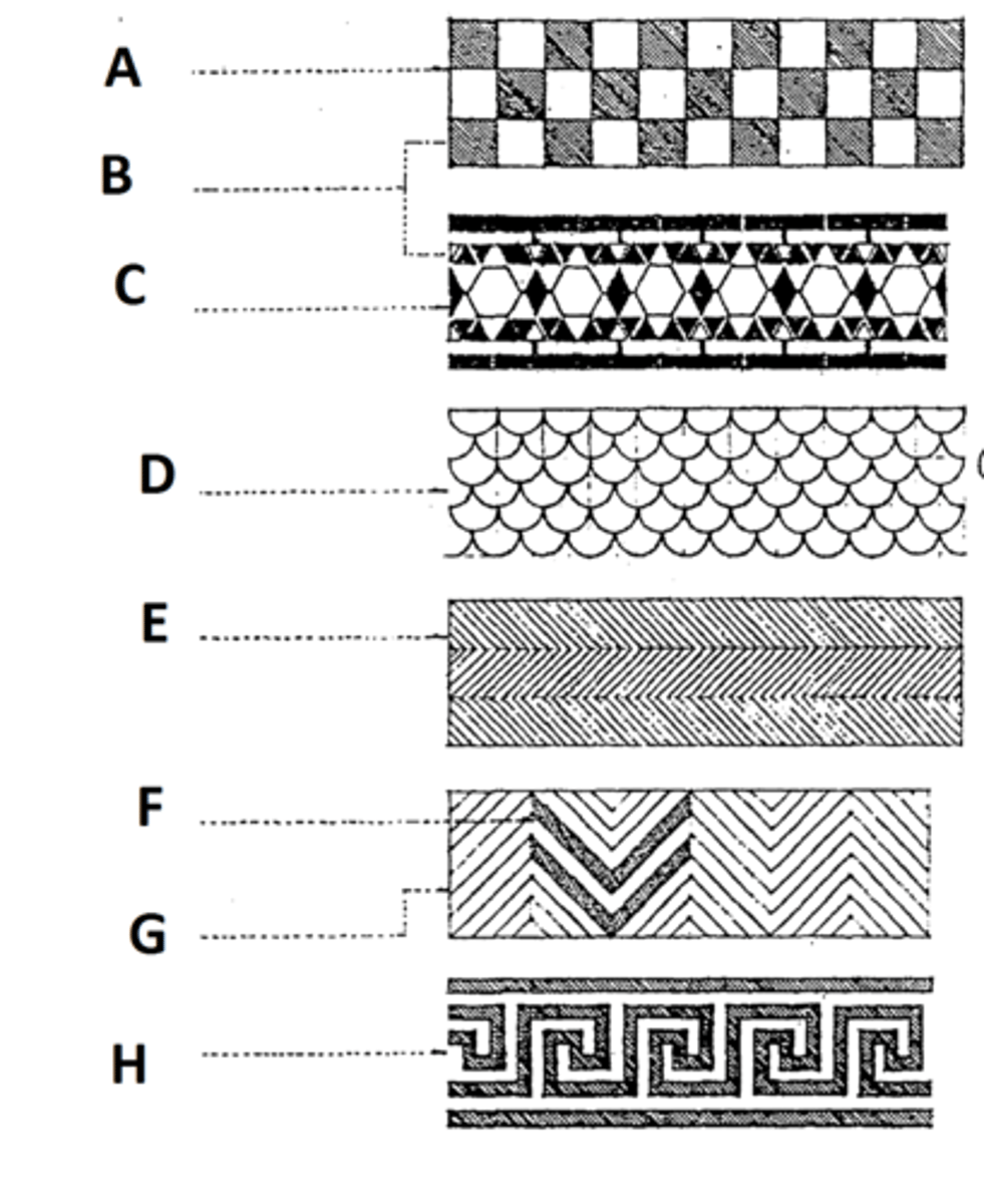 <p>a pattern of small, repeated figures connecting or growing out of one another, originally used in the Middle Ages in weaving silk and gold [C]</p>