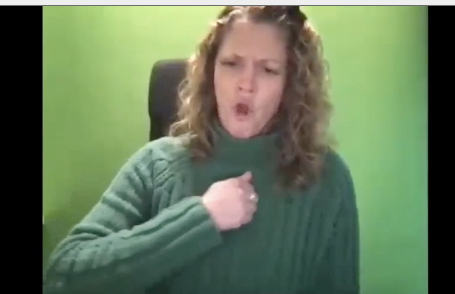 <p>rub fist on chest</p>