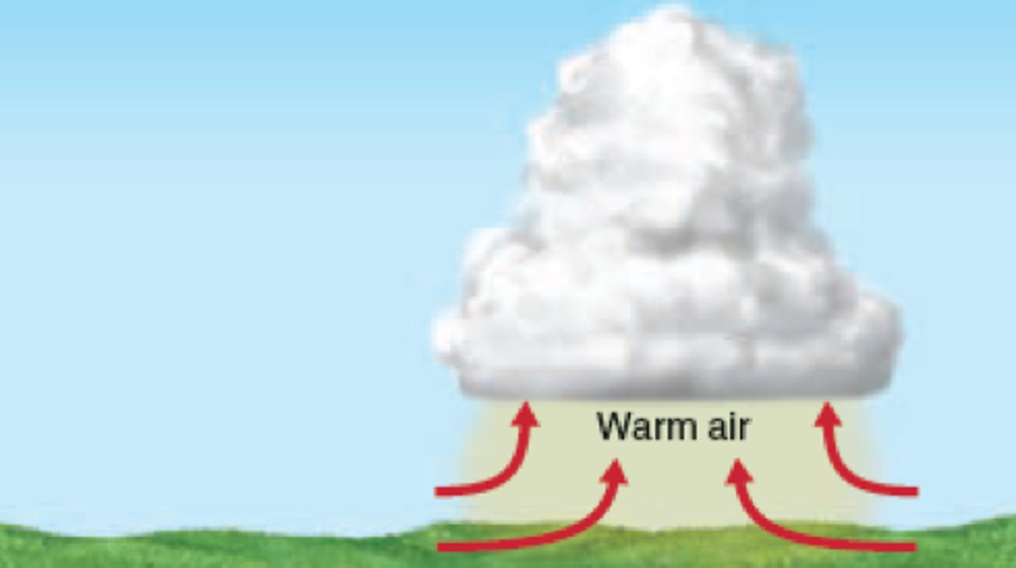 <p>Rapid uplift of air that occurs when warm air rises within an unstable body of air</p>