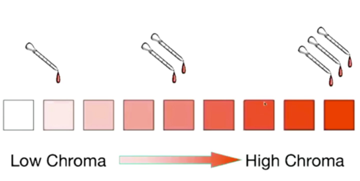 <p>A high chroma is...</p><p>a) Very intense color</p><p>b) Very pale color</p>