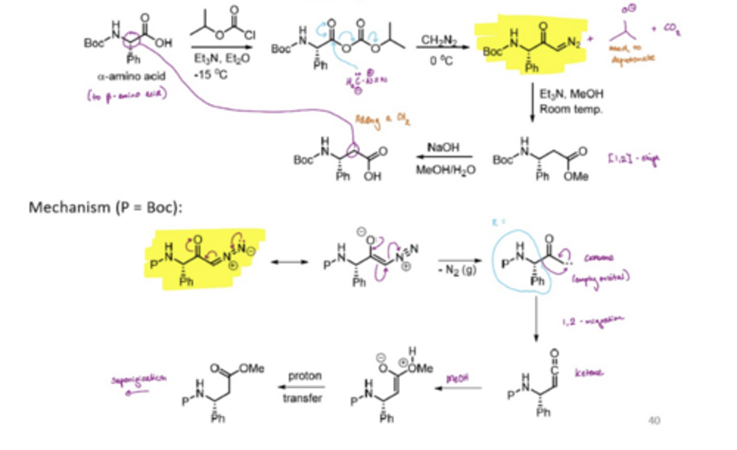 <p>Used to prepare beta-amino acids from the more readily available equivalent alpha- amino acids</p>
