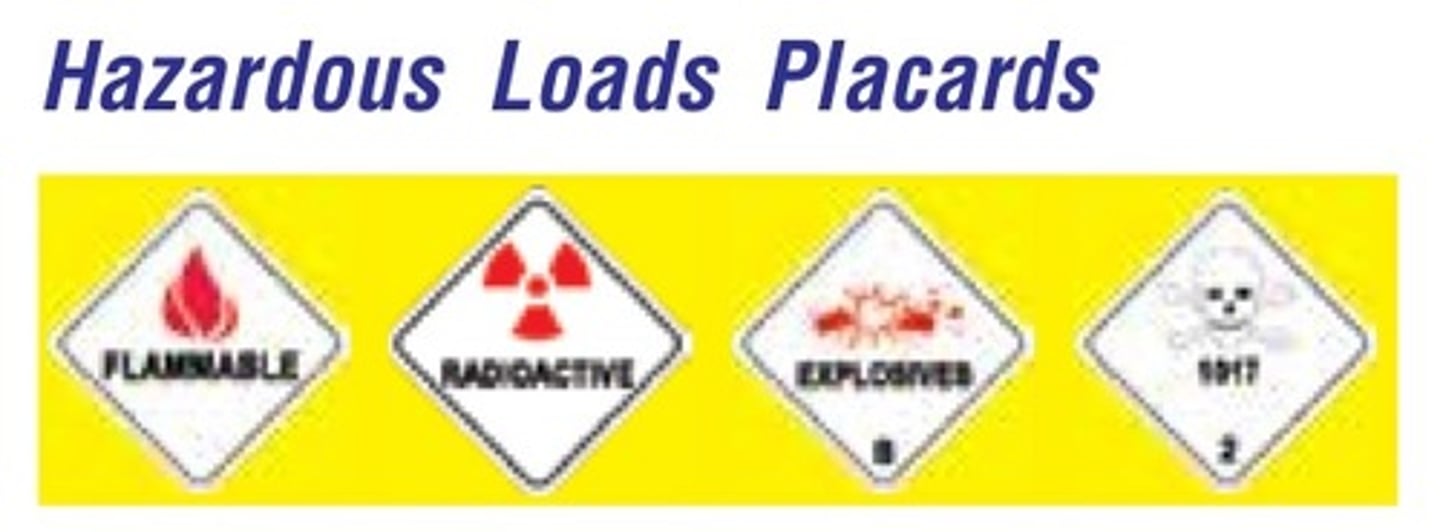 <p>carrying hazardous loads.. they will carry signs such as.. (see image)</p>