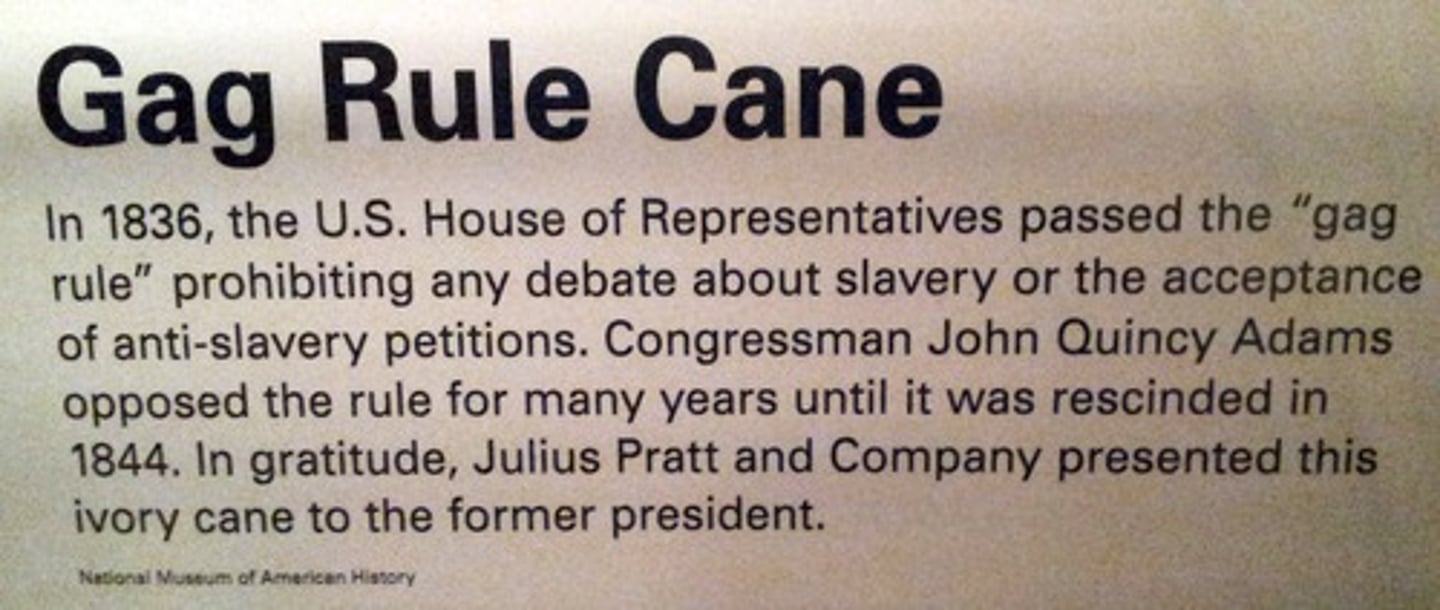 <p>forbidding the House from considering anti-slavery petitions.</p>