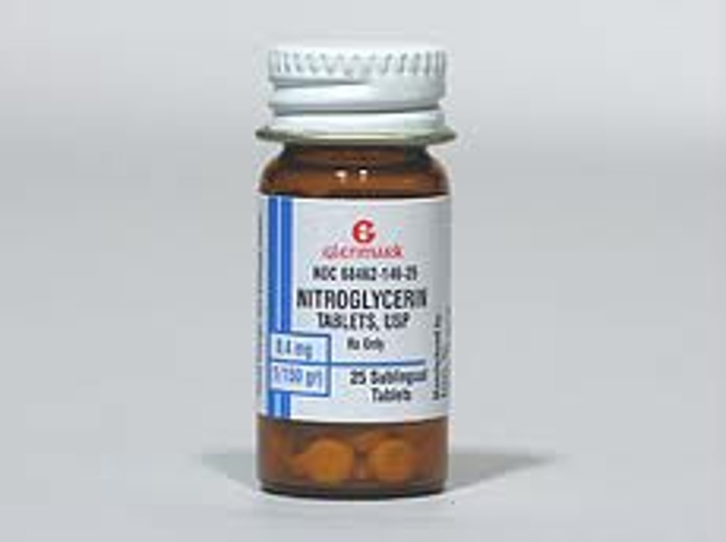<p>Nitroglycerin (Nitrostat)</p><p>It must be dispensed in the stock container (A glass, amber-colored bottle).</p><p>Does not require a safety cap. </p><p>Used to treat acute (sudden) angina (chest pain) symptoms.</p><p>Taken sublingually (underneath the tongue).;</p>