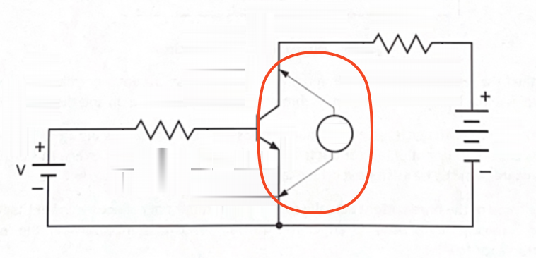 <p>Voltage drop across collector-emitter leads</p>